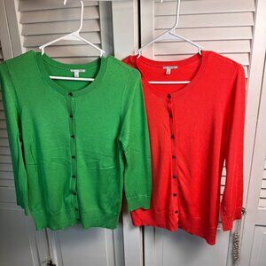 Two Halogen Womens medium Cardigans Soft Lightweight Knit Layering Preppy